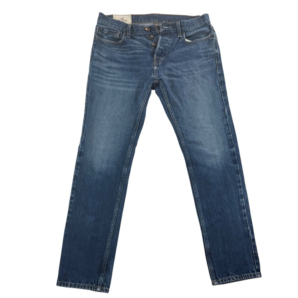 Hollister California Mens Straight Leg Blue Jeans Button Fly 31x30 Medium Wash